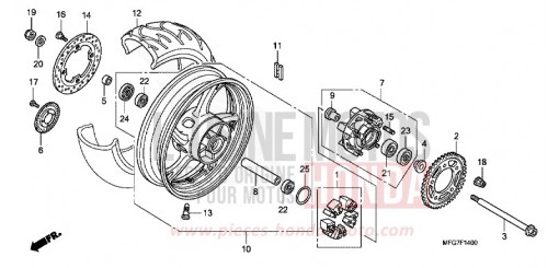 ROUE ARRIERE CB600F7 de 2007